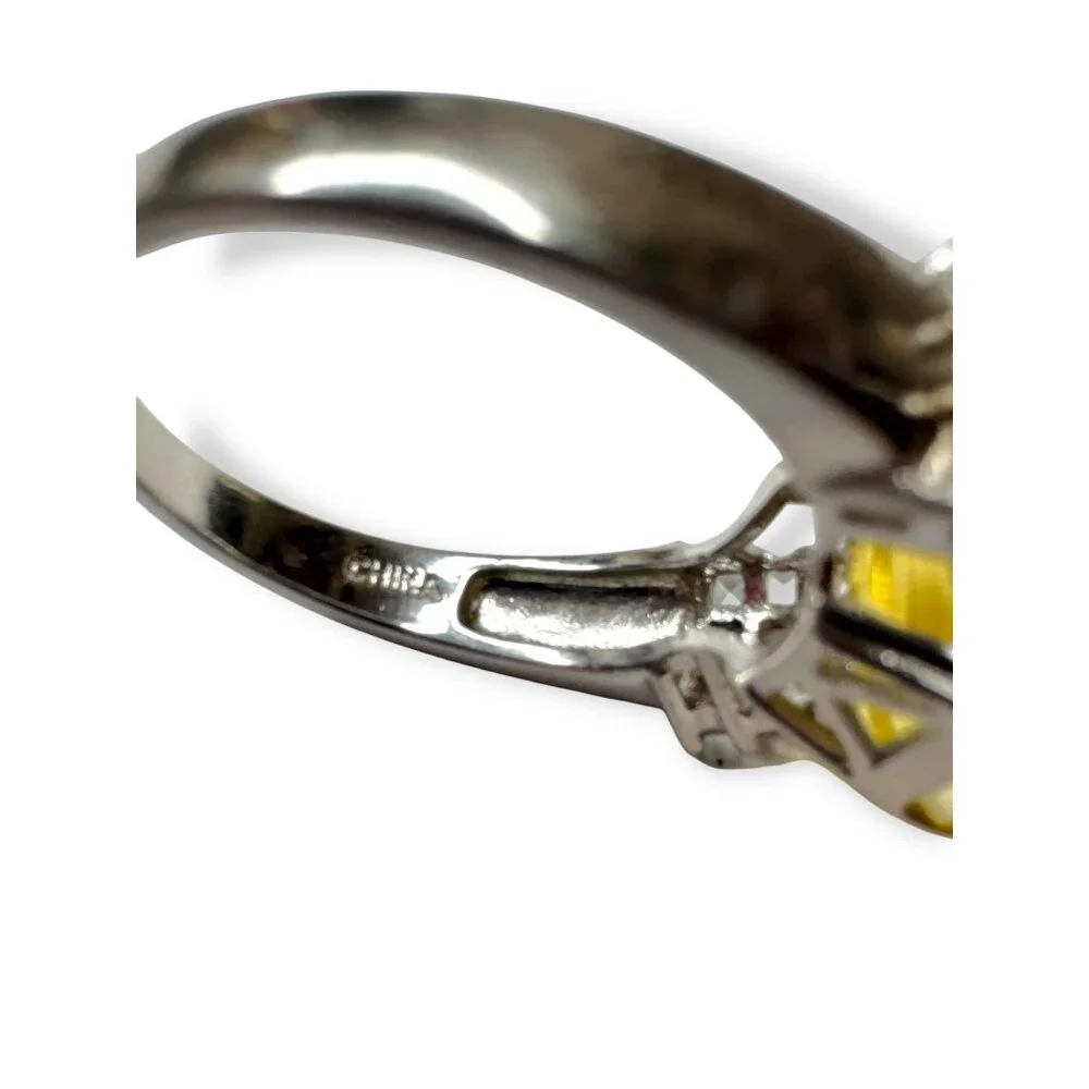 Sterling Silver Ring With Citrine & White Spinel Size 10.5 - Picture 7 of 8